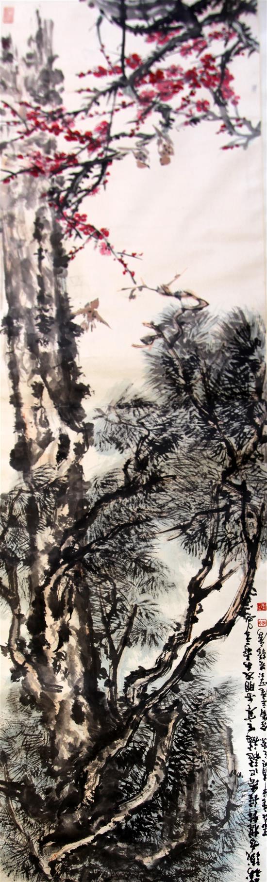 A Chinese hand scroll painting in Ming Dynasty style, main image 32cm x 166cm